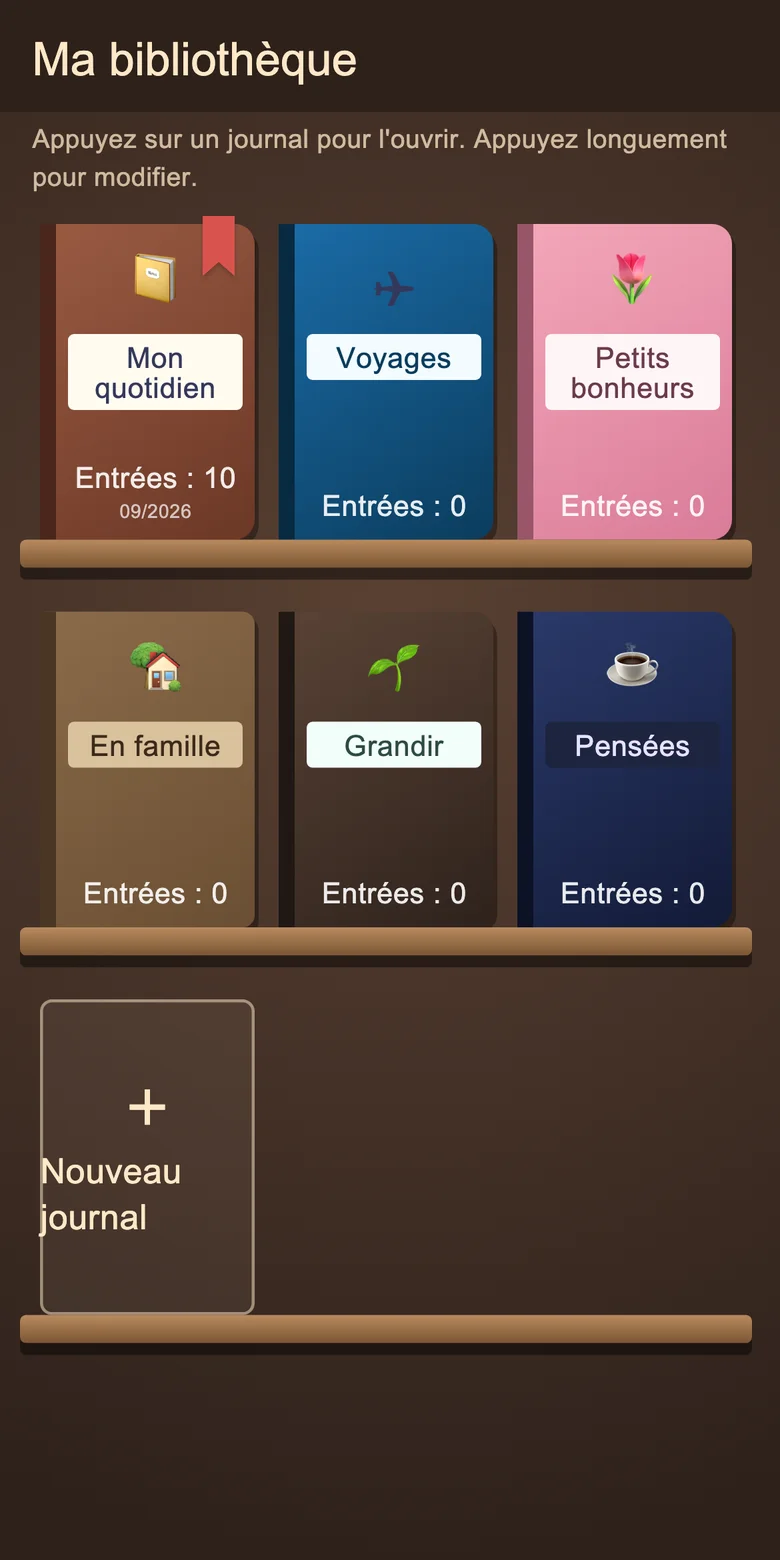 Bibliothèque avec carnets de notes séparés